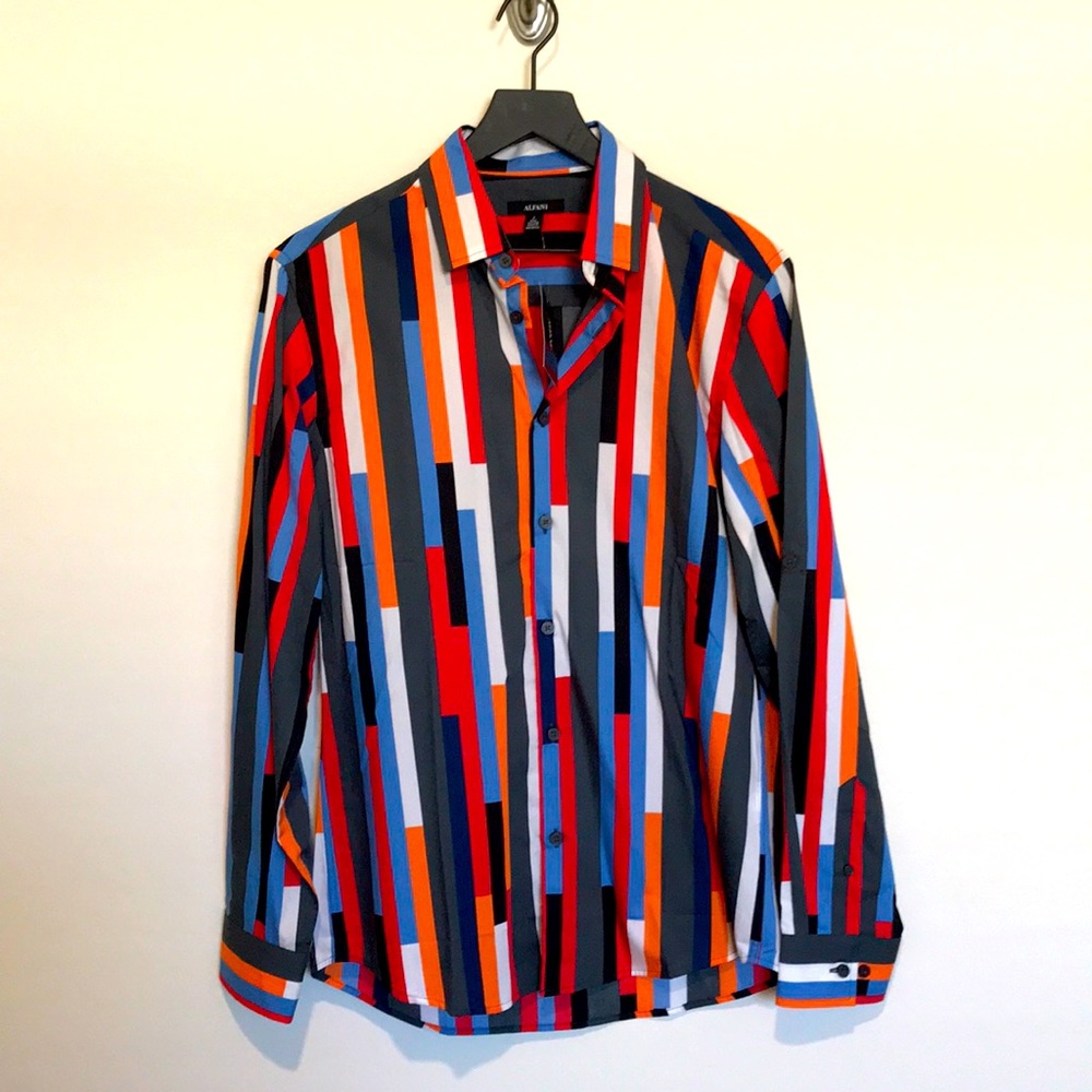 Alfani Colorful Artist Print Collared Shirt